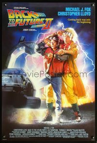 5m097 BACK TO THE FUTURE II 1sh '89 art of Michael J. Fox & Christopher Lloyd by Drew Struzan!