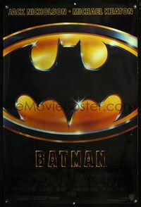 5m113 BATMAN int'l style D glossy finish 1sh '89 Michael Keaton, Jack Nicholson, directed by Burton!