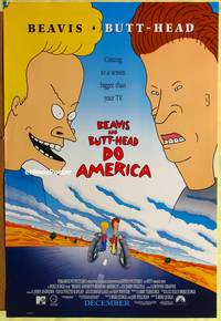 5m138 BEAVIS & BUTT-HEAD DO AMERICA advance 1sh '96 Mike Judge MTV cartoon, bigger than your tv!