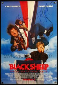 5m008 BLACK SHEEP DS advance signed 1sh '95 by Chris Farley and David Spade!