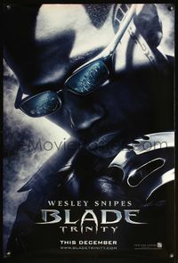 5m159 BLADE TRINITY DS teaser 1sh '04 Jessica Biel, cool Wesley Snipes w/shades on!