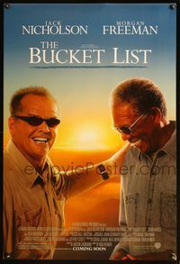 5m199 BUCKET LIST DS advance 1sh '07 smilin' Jack Nicholson & Morgan Freeman!