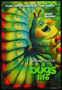 5m202 BUG'S LIFE DS caterpillar style teaser 1sh '98 Walt Disney, Pixar CG cartoon, grass guzzler!