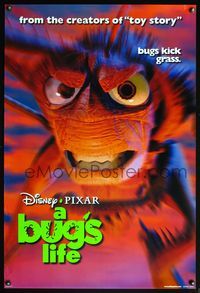 5m201 BUG'S LIFE DS bugs kick grass teaser 1sh '98 Walt Disney, cute Pixar CG cartoon!