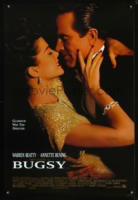 5m204 BUGSY DS 1sh '91 close-up of Warren Beatty embracing Annette Bening!