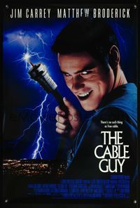 5m213 CABLE GUY DS int'l 1sh '96 close-up of creepy Jim Carrey, directed by Ben Stiller!