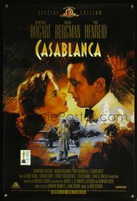 5m221 CASABLANCA video 1sh R98 Michael Curtiz, Dudash art of Humphrey Bogart & Ingrid Bergman!