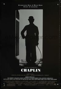 5m232 CHAPLIN 1sh '92 great silhouette image of Robert Downey Jr. as Charlie!