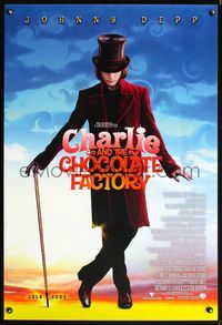 5m234 CHARLIE & THE CHOCOLATE FACTORY DS July advance 1sh '05 Johnny Depp, directed by Tim Burton!