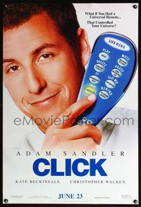 5m248 CLICK DS teaser 1sh '06 Kate Beckinsale, huge headshot of Adam Sandler w/remote!