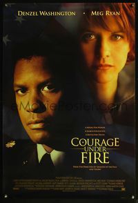 5m263 COURAGE UNDER FIRE Int'l style A 1sh '96 headshots of Denzel Washington & Meg Ryan!