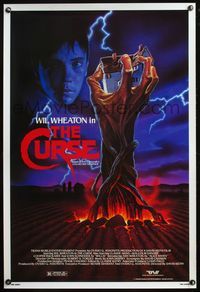 5m268 CURSE 1sh '87 Will Wheaton, creepy art of giant hand, from H. P. Lovecraft story!
