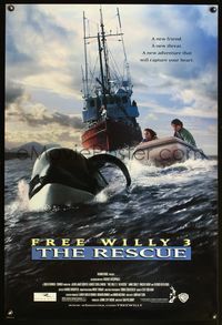5m385 FREE WILLY 3 1sh '97 Sam Pillsbury directed killer whale sequel, Jason James Richter!