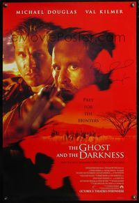 5m021 GHOST & THE DARKNESS DS advance signed 1sh '96 by Michael Douglas, prey for the hunters!