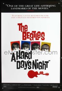 5m462 HARD DAY'S NIGHT 1sh R99 image of The Beatles, rock & roll classic!