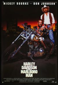 5m465 HARLEY DAVIDSON & THE MARLBORO MAN 1sh '91 Mickey Rourke & cowboy Don Johnson!