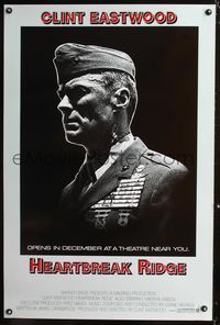 5m472 HEARTBREAK RIDGE advance 1sh '86 Clint Eastwood all decked out in medals!