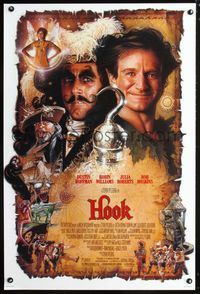 5m487 HOOK DS 1sh '91 Drew Struzan art of Dustin Hoffman, Robin Williams, Julia Roberts!