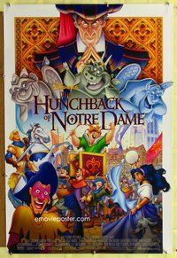5m494 HUNCHBACK OF NOTRE DAME DS cast 1sh '96 Walt Disney cartoon from Victor Hugo's novel!