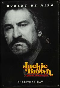 5m002 JACKIE BROWN De Niro teaser signed 1sh '98 by Robert De Niro w/mustache!