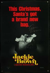 5m003 JACKIE BROWN money bag teaser signed 1sh '98 by Quentin Tarantino, Santa's got a brand new bag