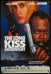 5m029 LONG KISS GOODNIGHT video signed 1sh '96 by Samuel L. Jackson w/huge gun!