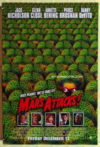 5m580 MARS ATTACKS! DS advance 1sh '96 directed by Tim Burton, great image of many alien brains!