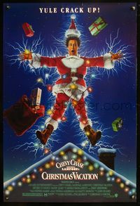 5m610 NATIONAL LAMPOON'S CHRISTMAS VACATION DS 1sh '89 Consani art of Chevy Chase, yule crack up!