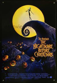 5m616 NIGHTMARE BEFORE CHRISTMAS DS 1sh '93 Tim Burton, Disney, great horror cartoon image!