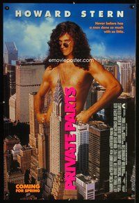 5m644 PRIVATE PARTS advance 1sh '96 wacky image of naked Howard Stern in New York City!