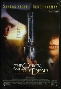 5m647 QUICK & THE DEAD 1sh '95 super close up of Sharon Stone with gun, Gene Hackman