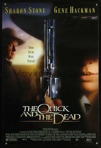 5m648 QUICK & THE DEAD DS 1sh '95 super close up of Sharon Stone with gun, Gene Hackman