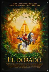 5m664 ROAD TO EL DORADO DS int'l 1sh '00 Dreamworks cartoon, explorers on horse at the city of gold!