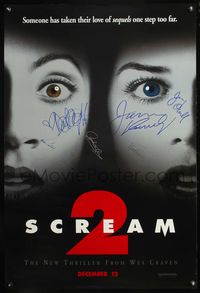 5m033 SCREAM 2 teaser signed 1sh '97 by Courteney Cox, Neve Campbell, Wes Craven, David Arquette!