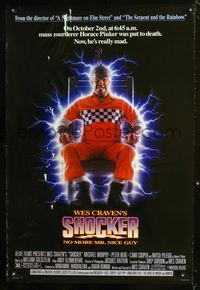 5m694 SHOCKER DS 1sh '89 Wes Craven, wild image of electrocuted murderer Mitch Pileggi!