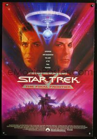 5m723 STAR TREK V 1sh '89 Shatner, The Final Frontier, cool Bob Peak artwork!