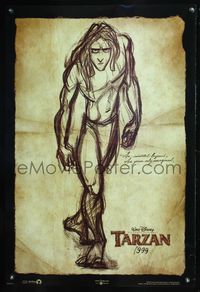 5m743 TARZAN DS teaser sketch 1sh '99 cool Walt Disney sketch art, from Edgar Rice Burroughs!