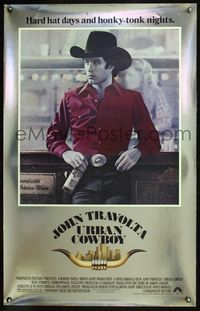 5m777 URBAN COWBOY foil 1sh '80 great image of John Travolta in cowboy hat at bar!