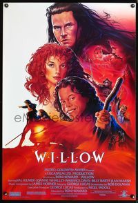 5m791 WILLOW 1sh '88 George Lucas & Ron Howard directed, art of Kilmer & sexy Joanne Whalley!