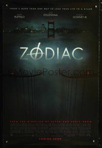 5m802 ZODIAC advance 1sh '07 David Fincher directed, creepy image of San Francisco!