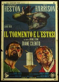 5n137 AGONY & THE ECSTASY Italian 1p '65 completely different art of Charlton Heston & Rex Harrison