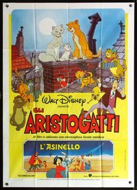 5n143 ARISTOCATS/SMALL ONE Italian 1p '86 cool Disney double-bill, great image!
