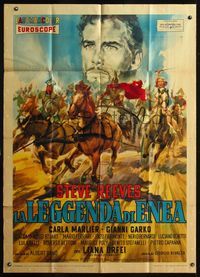 5n148 AVENGER Italian 1p '64 La Leggenda di Enea, Steve Reeves, chariot art by Averado Ciriello!