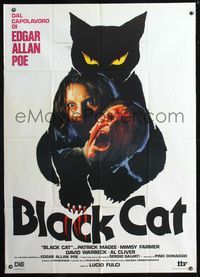 5n157 BLACK CAT Italian 1p '80 Lucio Fulci's Il Gatto Nero, different feline horror art!
