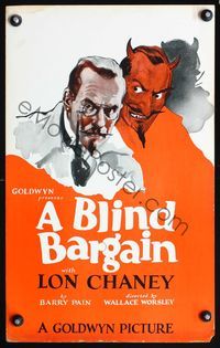 5n001 BLIND BARGAIN WC '22 great art of Lon Chaney Sr. as scientist with Devil on his shoulder!