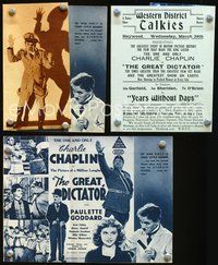 5o262 GREAT DICTATOR Australian herald '40 different image of Charlie Chaplin as Hitler-like tyrant
