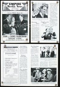 5o248 EMPIRE WEEKLY NEWS English herald '32 John & Lionel Barrymore in Arsene Lupin on front cover!