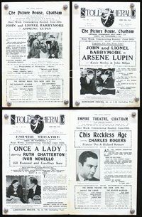 5o249 PICTURE HOUSE CHATHAM English herald '32 John & Lionel Barrymore in Arsene Lupin on back!