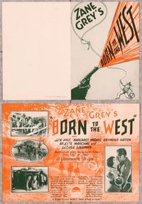 5o049 BORN TO THE WEST herald '26 Zane Grey, Jack Holt, cool art of cowboy with lasso & gun!