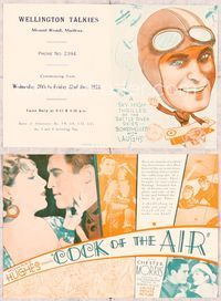 5o067 COCK OF THE AIR herald '32 Howard Hughes, wacky cartoon art of airplane pilot Chester Morris!